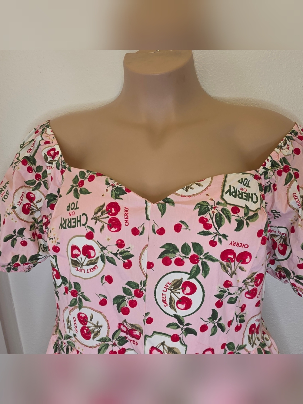 RETROCHIC torrid Pink Cherry-Print Sweetheart Mini Dress - Picture 3 of 12